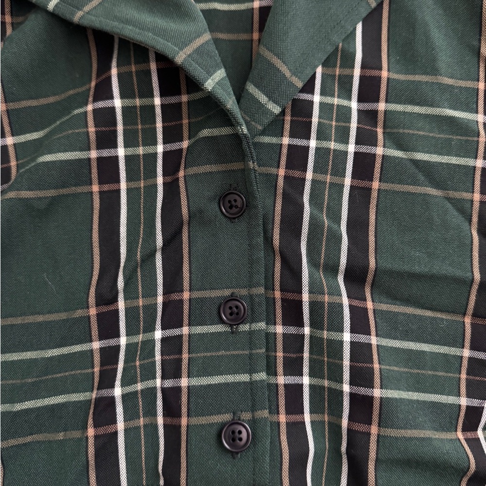 Aritzia Sunday Best Forest Green Plaid Cropped Shirt Size S - Picture 5 of 6